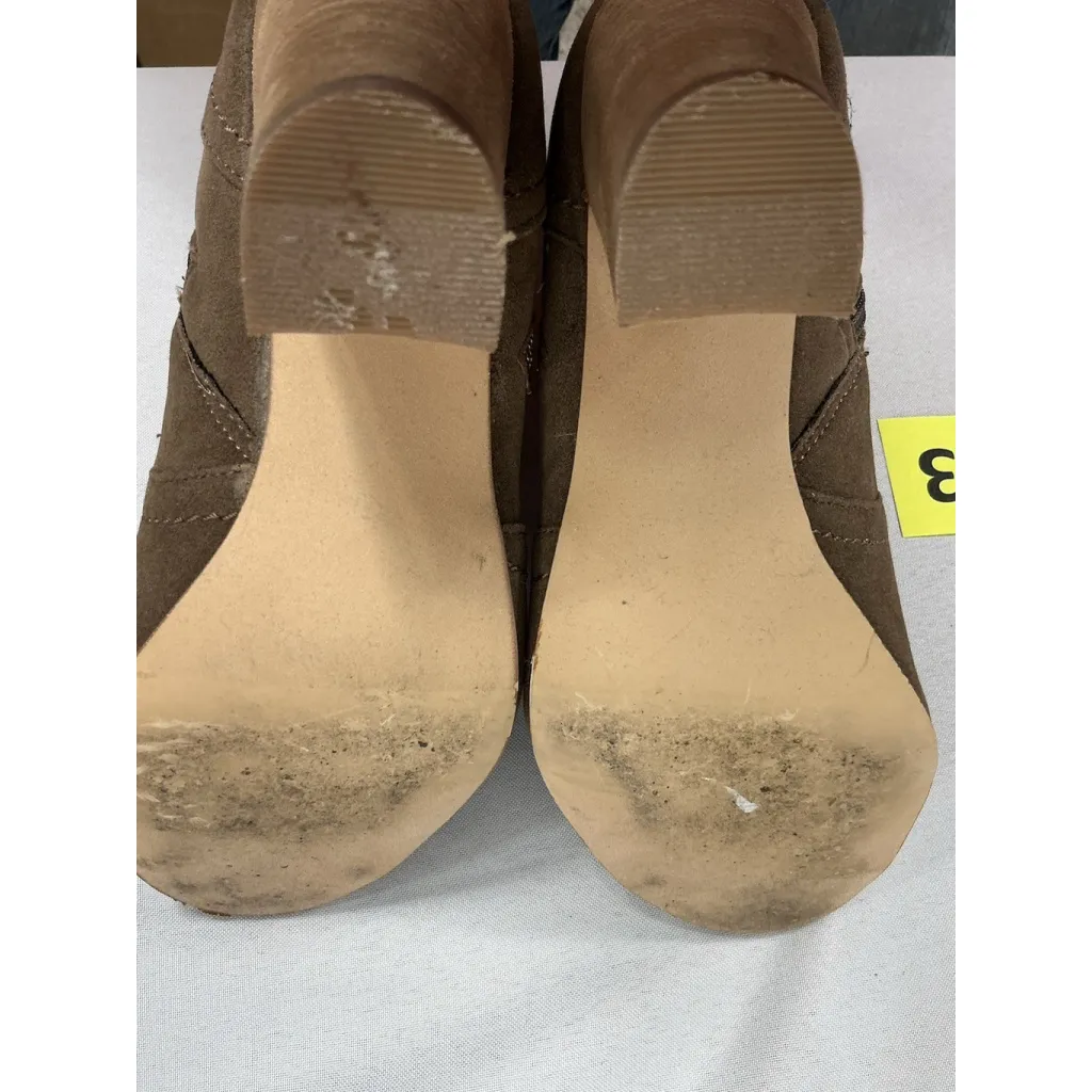 Womans Xoxo Barron Booties 6.5 M Brown Side Zip Peep Toe Heel Tassel - Image 8