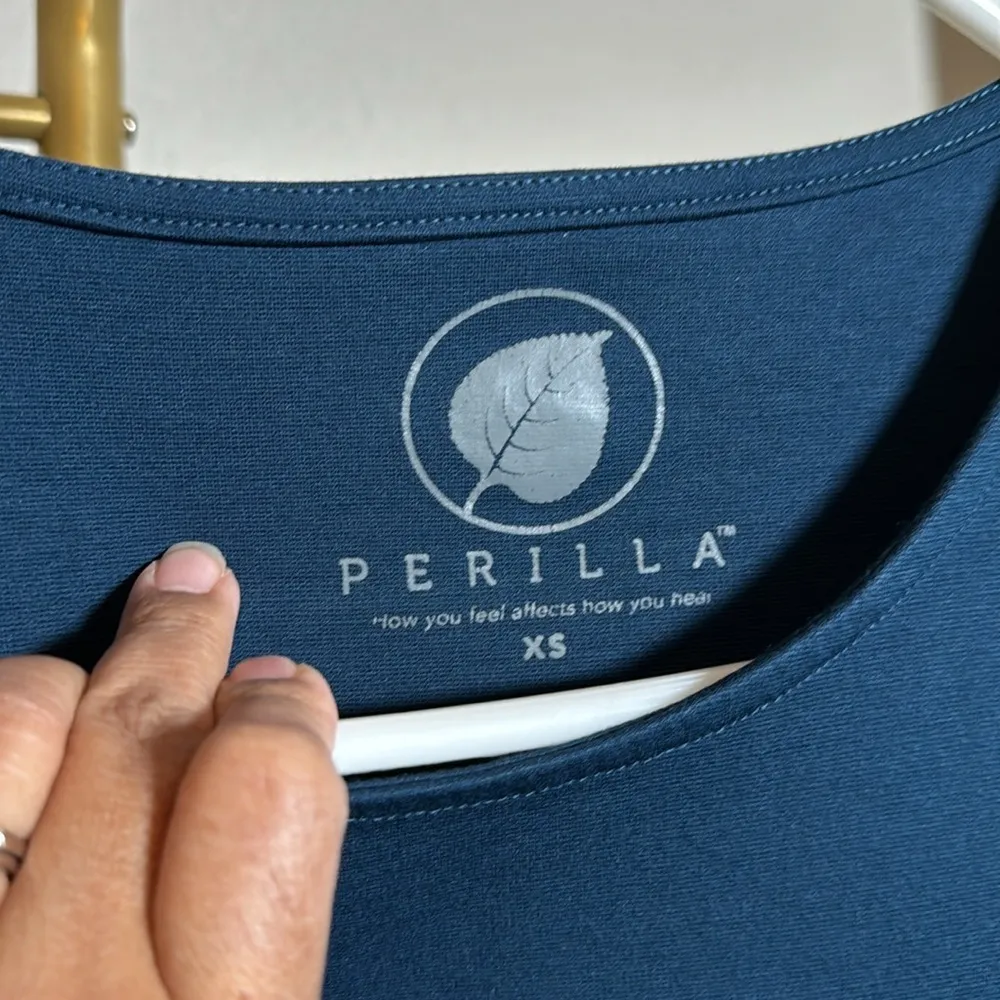 Perilla Two Front Pocket Scrub Hospital Medical Nurse Doctor Size XS EUC #0065 Blue - Image 4