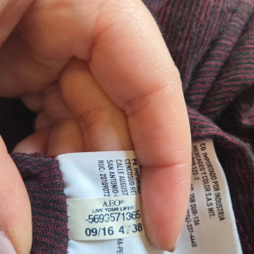 American Eagle Red And Black Striped Soft And Sexy Slub Long Sleeve Top - Image 9