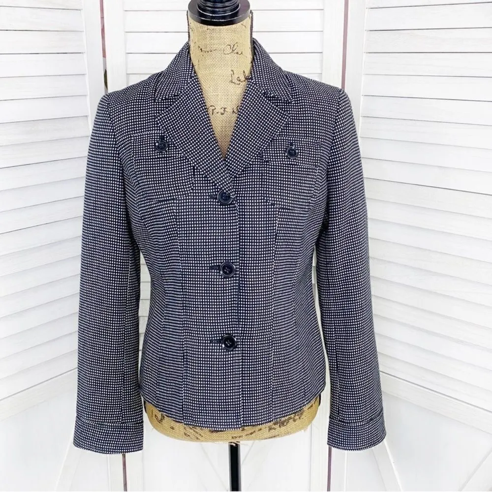 Jones New York Swiss Dot Knit Blazer Jacket Black White‎ 4P - Image 2