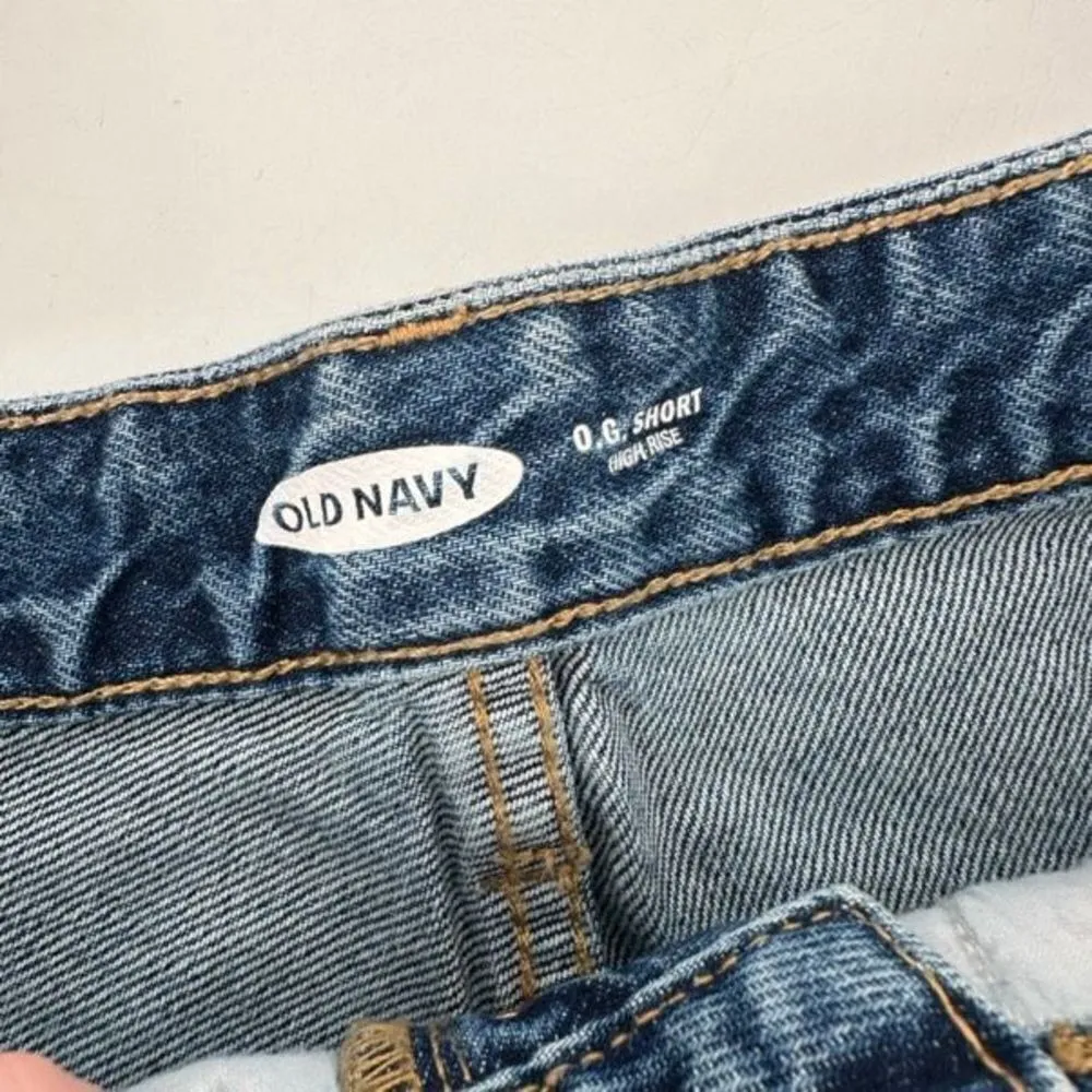 Old Navy OG Short Button Fly Hi Rise Patriotic Embellished Jean Shorts‎ Size 4 - Image 3
