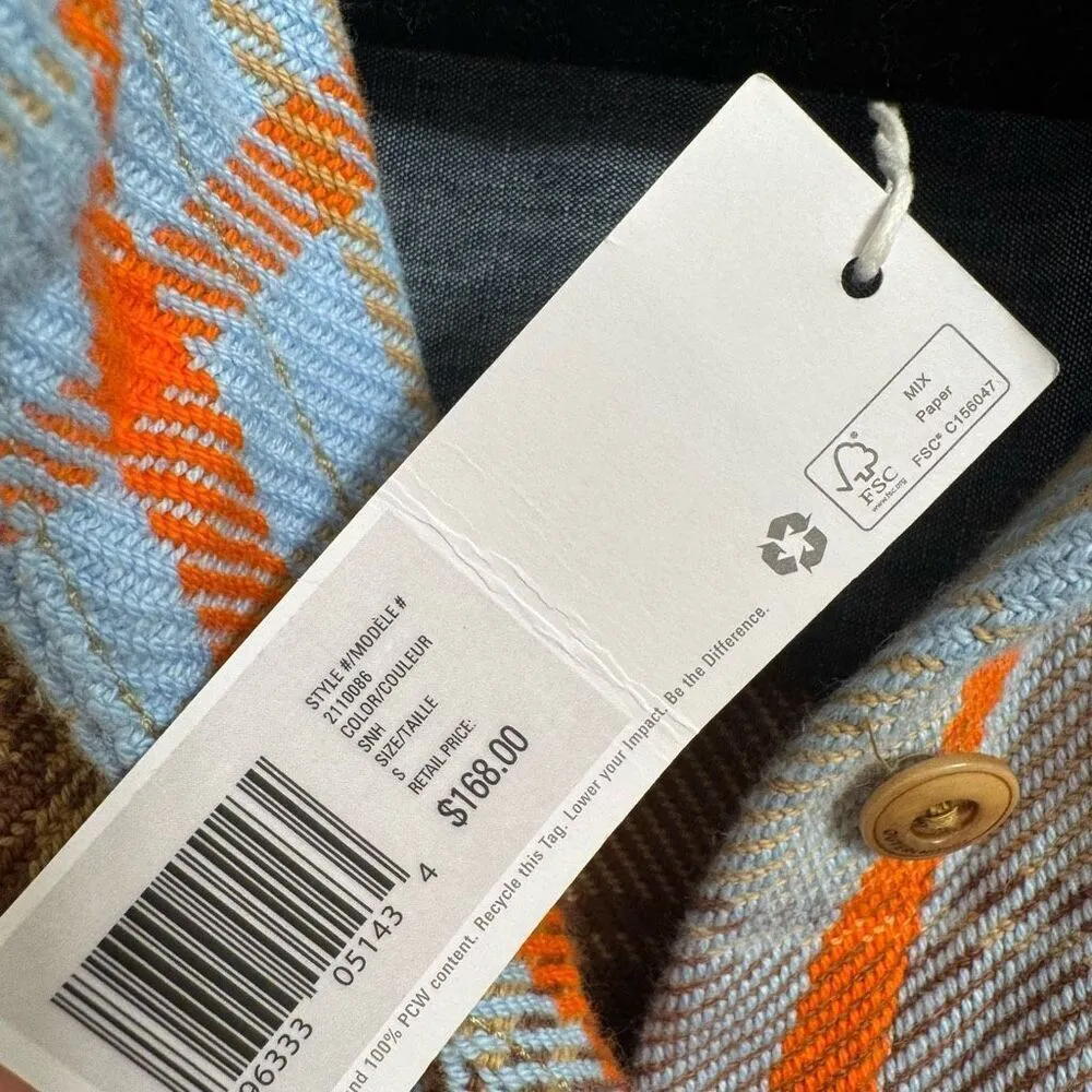 Outerknown Women's Brown Orange Blue Blanket Shirtdress Flannel Small NWT - Image 4