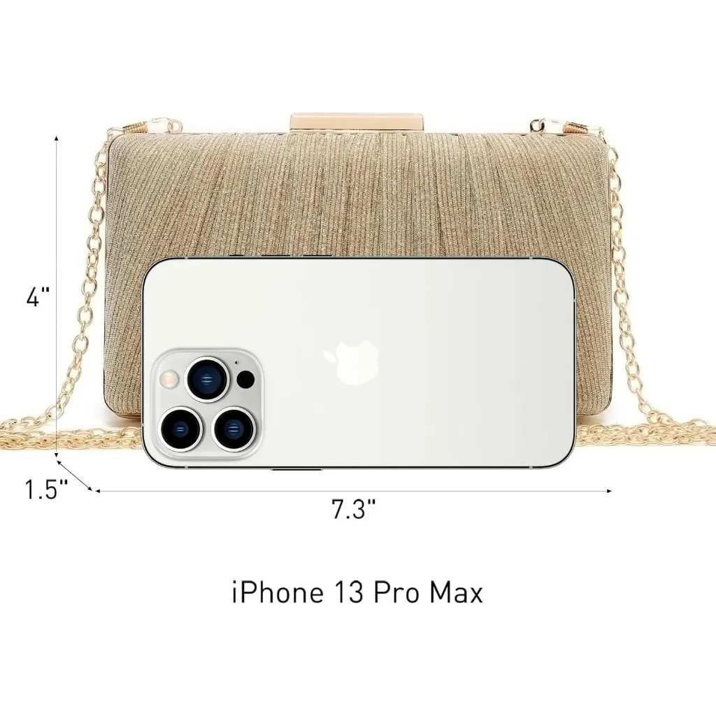 ⚡ Women's Evening Cocktail Glitter Formal Party Prom Gold Clutch Handbags - Image 5