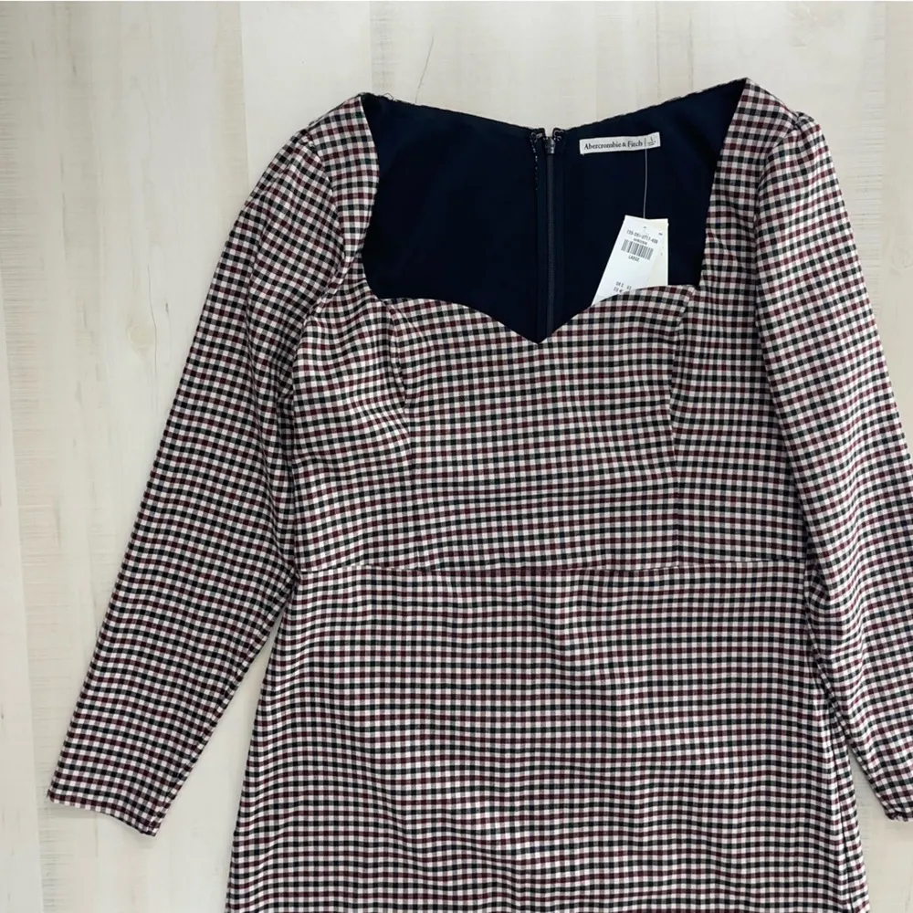 long sleeve plaid mini dress sexy work career L - Image 3