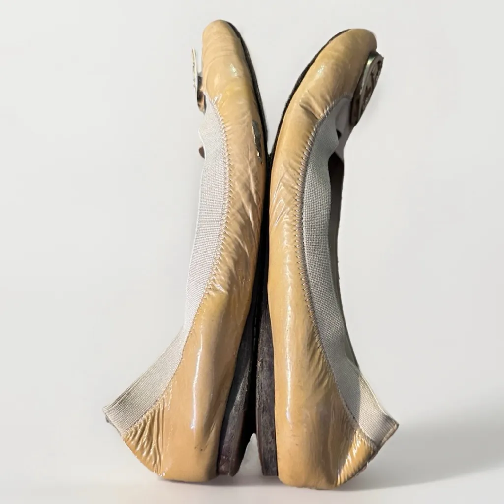Tory Burch Caroline Patent Leather Ballerina Flats Shoes Nude Beige Size 7.5 M - Image 5