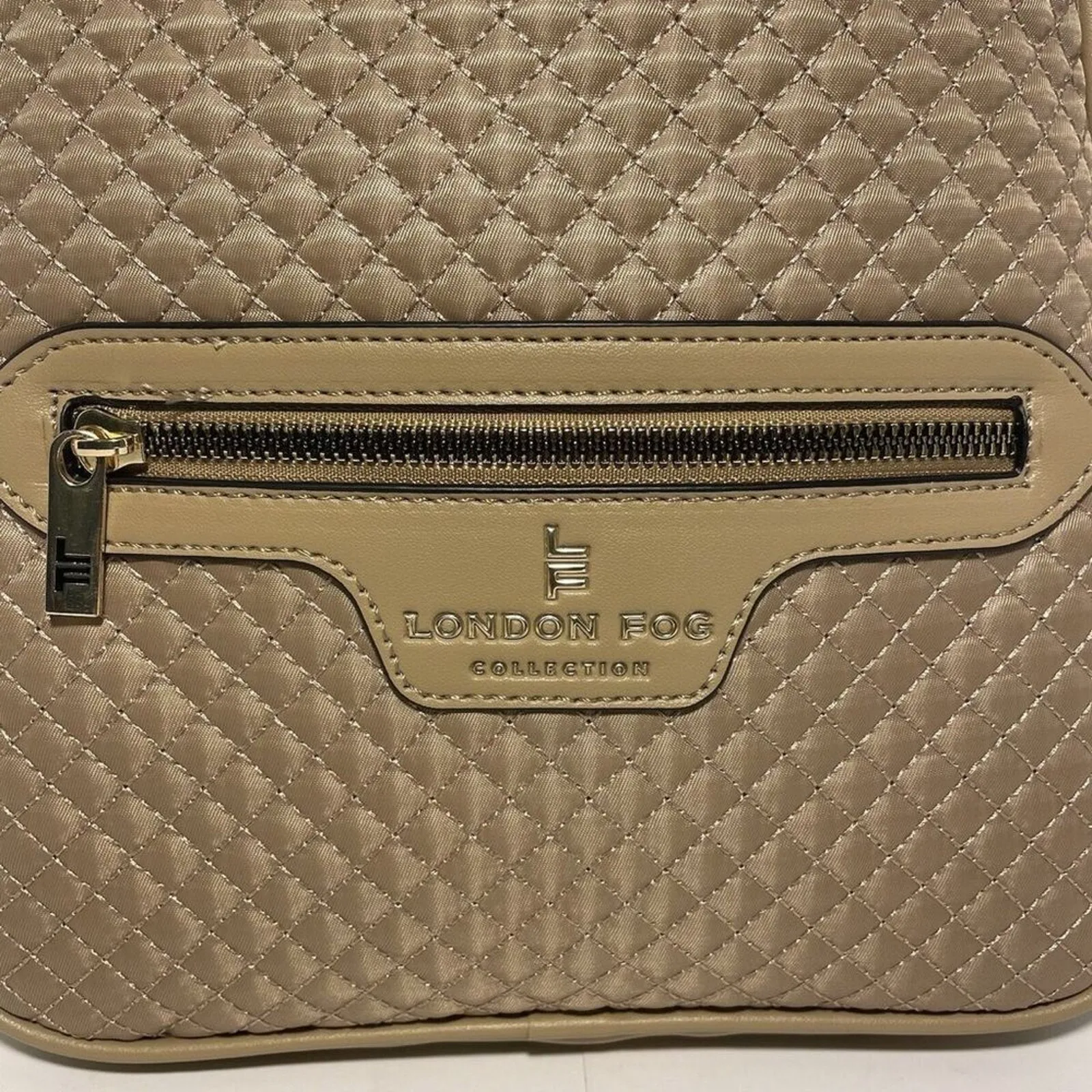 LONDON FOG Peter Nylon Quilted Backpack in Latte New with Tag Sealed in Bag - Image 5