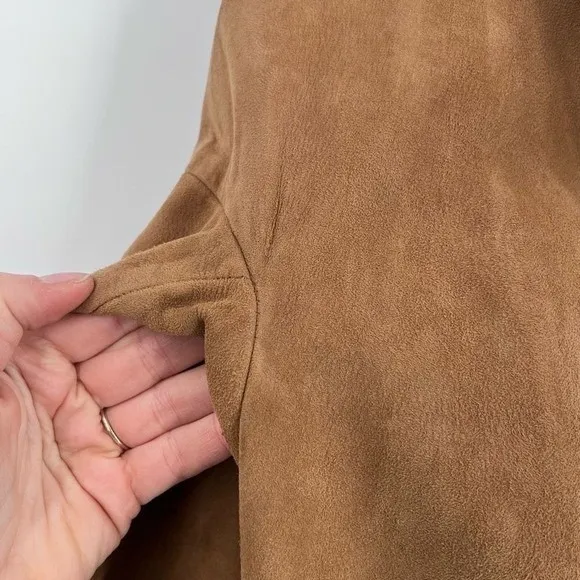 Vintage Montgomery Ward 1950s Suede Longline Jacket Coat Small medium lined Brown - Image 5