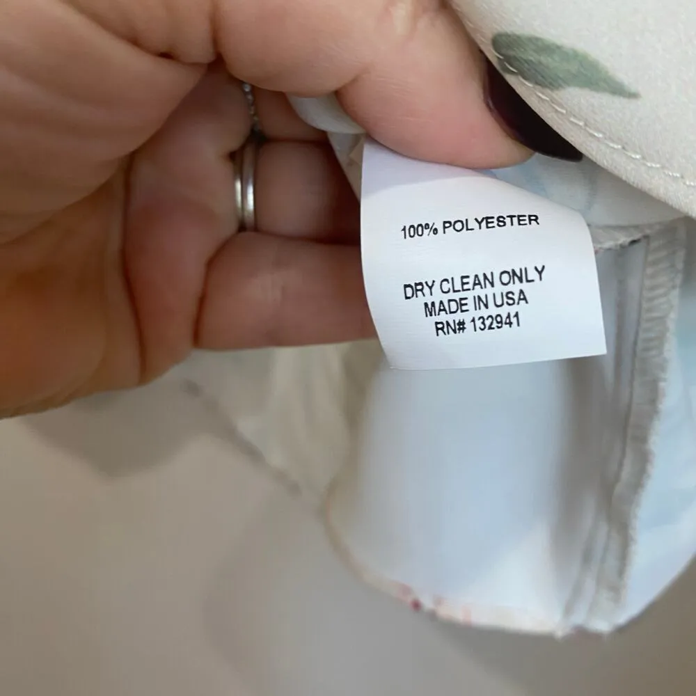 Amanda Uprichard Cream Floral Romantic Short Sleeve Blouse Size Small - Image 6