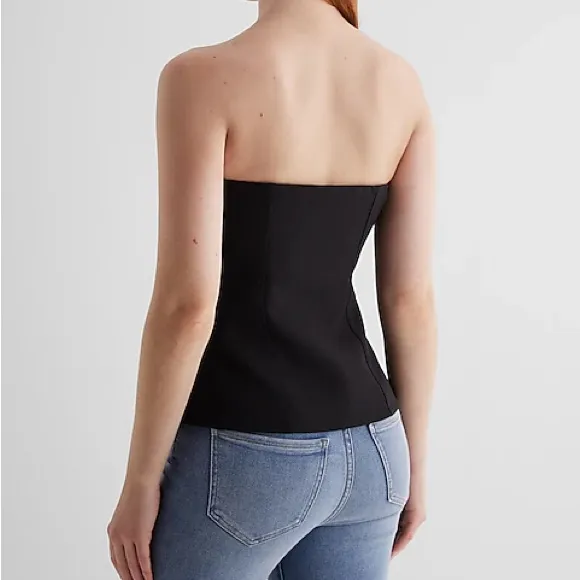 Strapless‎ Novelty Button Split Hem Corset Tube Top - Image 3