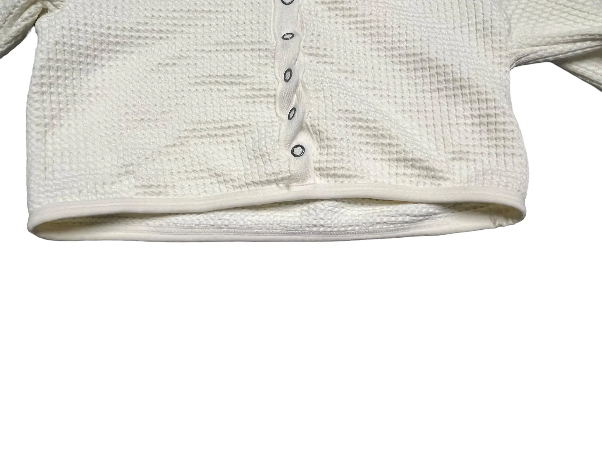 long sleeve button down cream thermal  cropped top size XS - Image 3