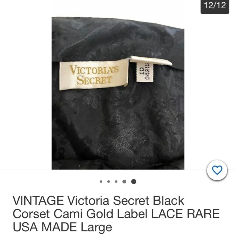 Victoria’s Secret Vintage Black Damask Satin Lace Lingerie Cami Top Medium - Image 11