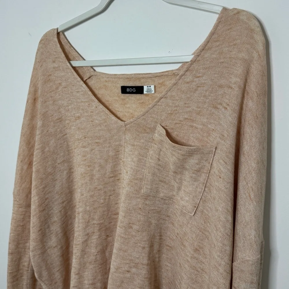 Urban Outfitters BDG Blake V Neck Pullover Knit Size Medium Sweater Orange Tan - Image 4