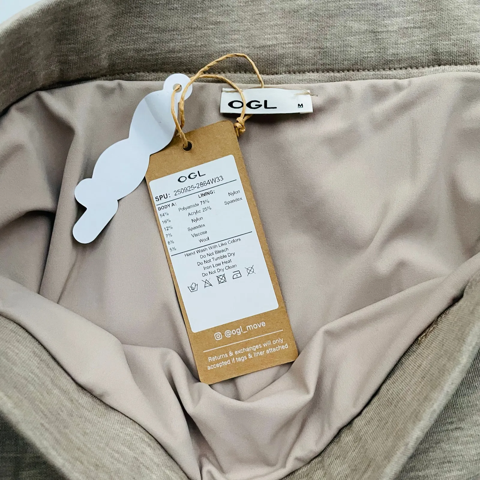 OGL Skirt FuzzLuxe Pleated High Rise Pull On Built In Shorts Size Medium NEW Tan - Image 9