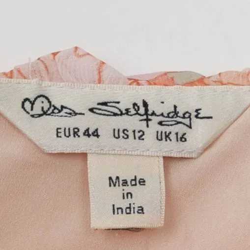 Miss Selfridge Coquette Floral Babydoll Maxi Dress Pink Ruffle Tier Size 12 Boho - Image 5