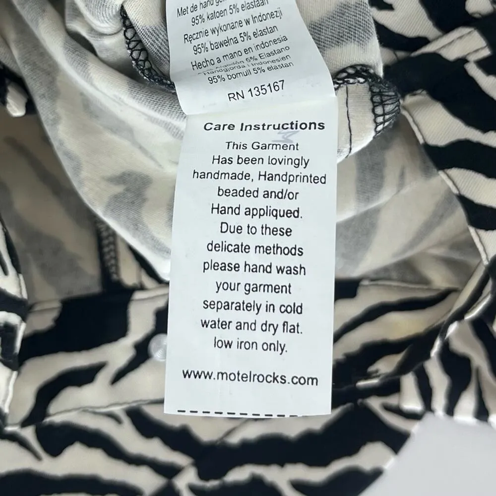 Motel Rocks Zoven 90s Zebra Print Flare Trousers Size Small - Image 8