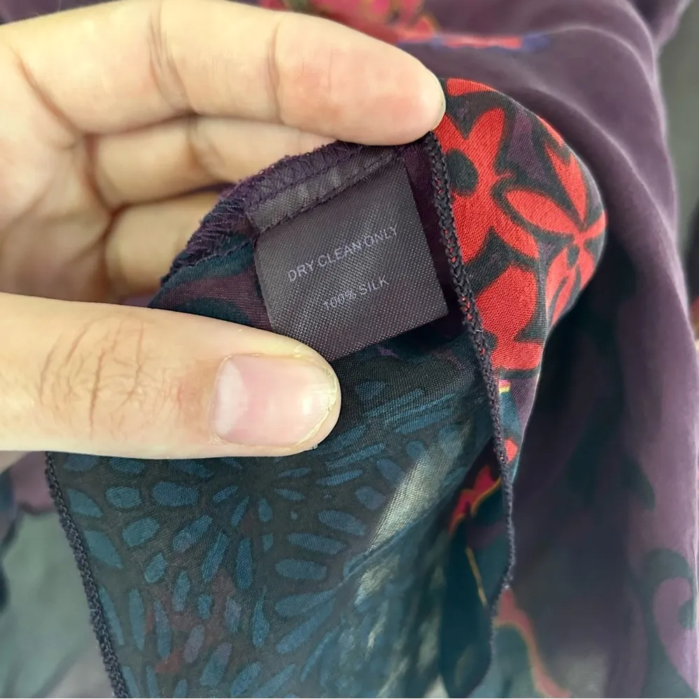 Hale Bob  100% Silk Purple Red Bell Sleeve Blouse Small Boho - Image 6