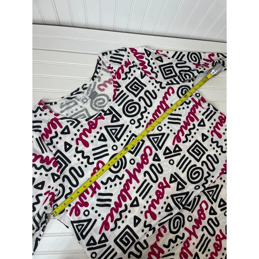 NWT Izzy & Liv Multicolor Print Cotton nightshirt PLUS One Size White Size undefined - Image 4