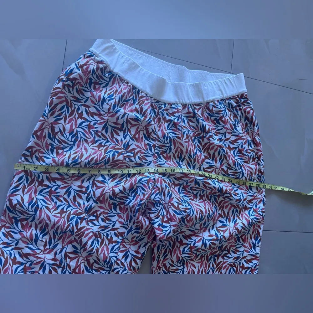 Wide Leg Linen Pants Ivory Cream Coral Pink Floral Palazzo Pants plus size 22 W - Image 7