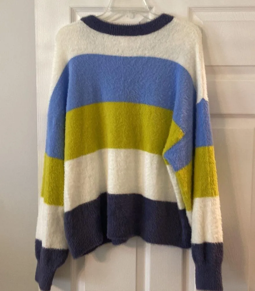 Aerie Blue and Yellow Crew Neck Sweater with Colorblock Design so soft brand new - Image 6