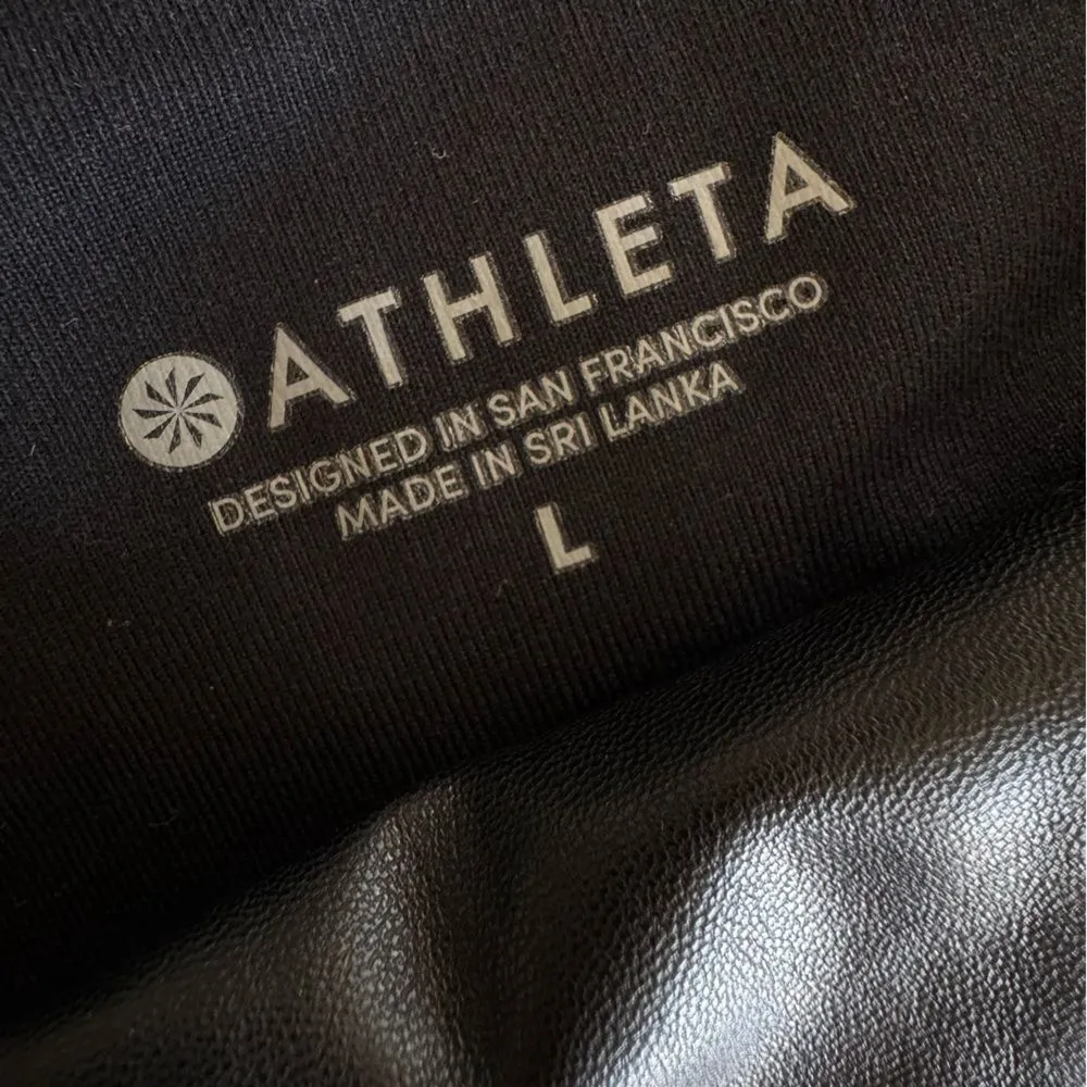 Athleta All Over Gleam Faux Leather High Rise Black Leggings Size L - Image 12