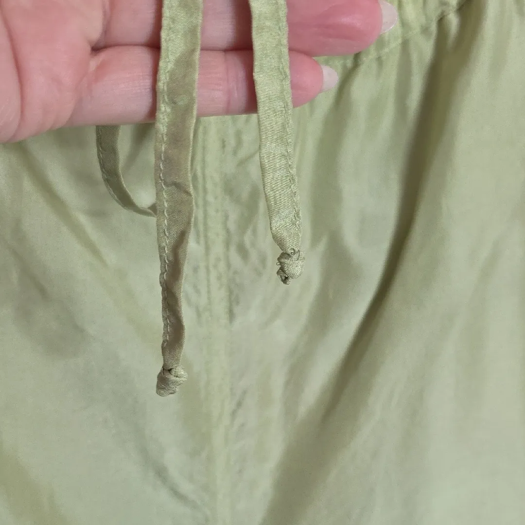 VTG Mureli 100% Silk Pants Lined Drawstring Pockets Ol8ve Green Womens Medium - Image 4
