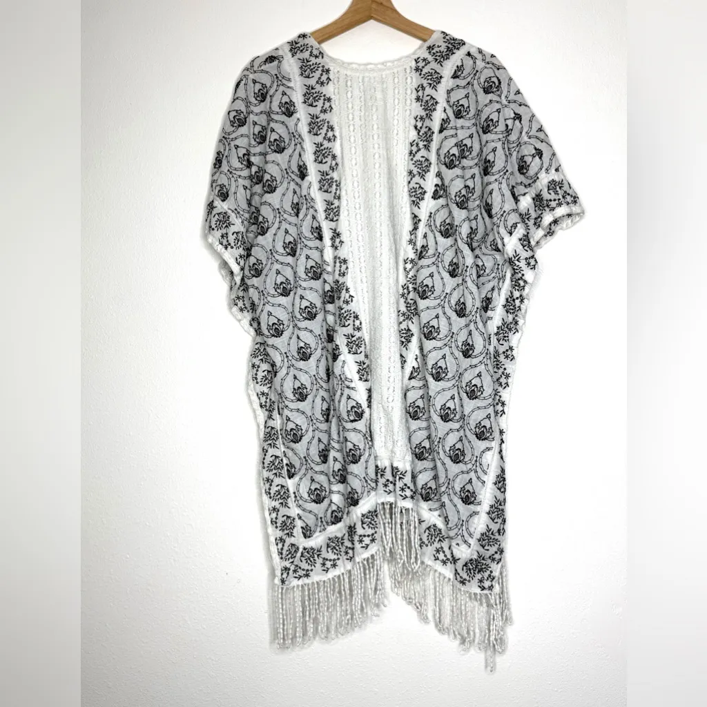 Anthropologie Printed Fringe Duster cardigan women’s size M/L - Image 6