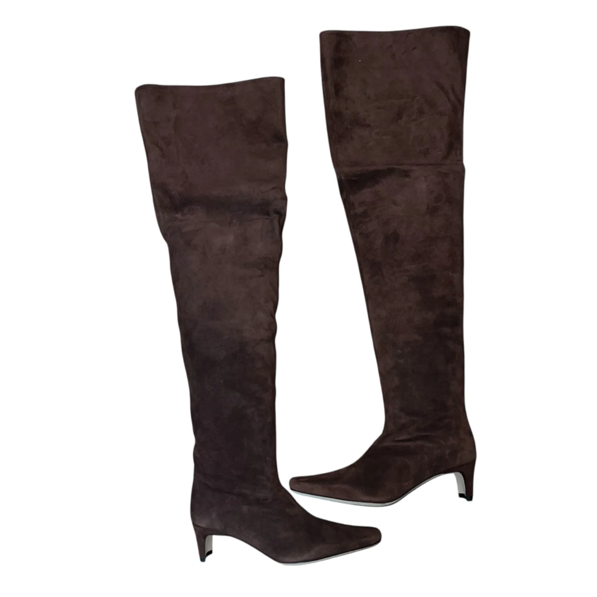 NEW NIB STAUD Wally Over The Knee Boots In Mahogany Brown Suede - Image 3
