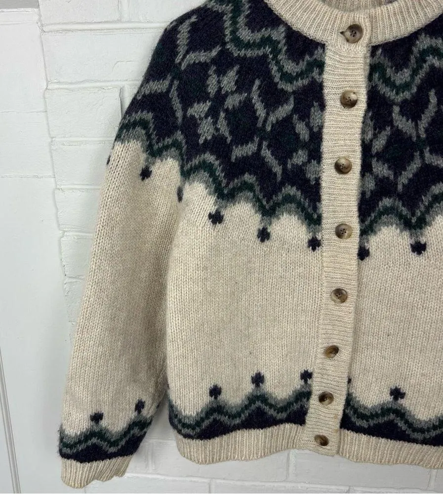 Vintage EMS Eastern Mountain Sports Shetland Wool Cardigan Sweater Size S - Image 3