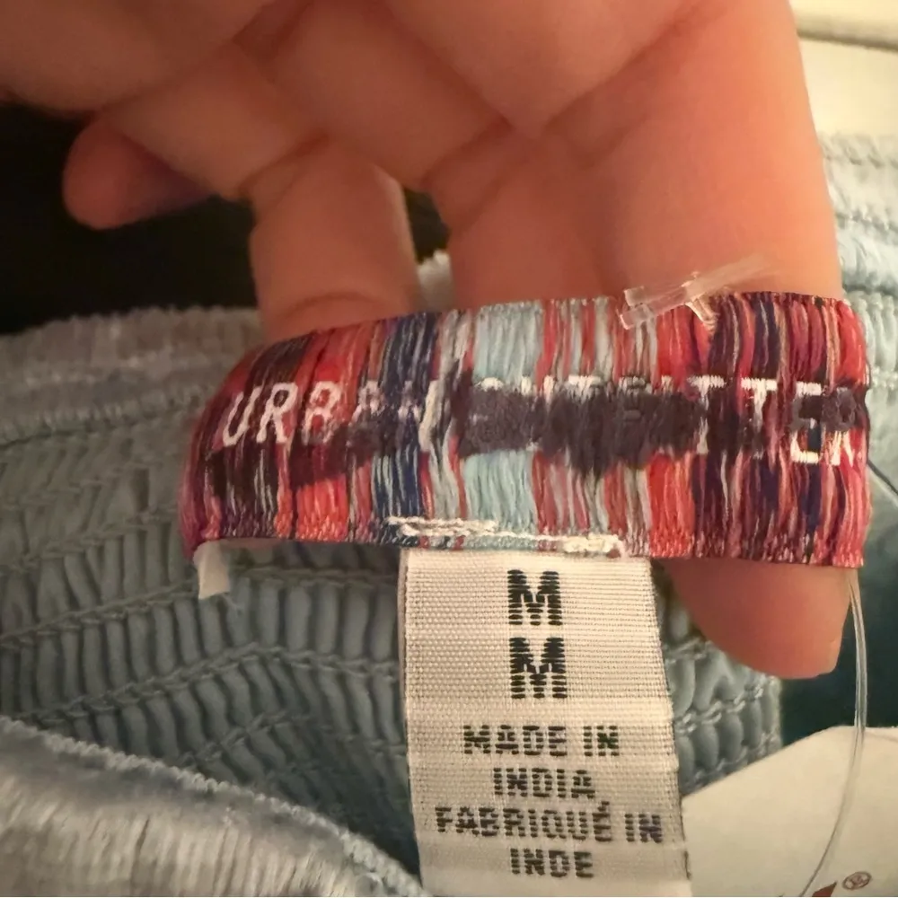 Urban Outfitters Peggy Velvet Puff Sleeve Bustier Top in Sky Blue Size Medium - Image 6