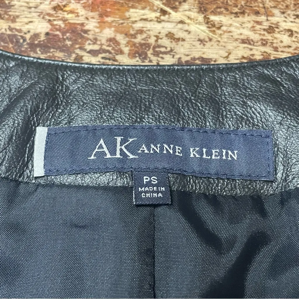 Anne Klein Stretch Black Leather Jacket PS Petite‎ Small - Image 4