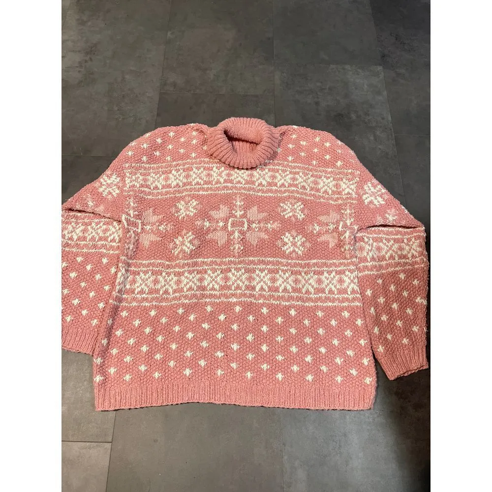 Jones New York Pink Fairisle Knit Sweater - Cozy‎ Winter Fashion B-9 - Image 4