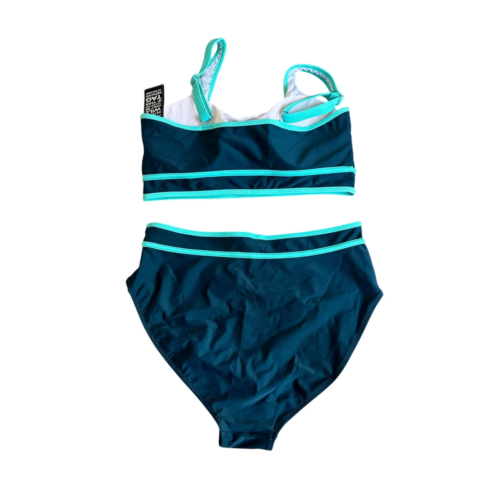 BMJL High Waist Cutout‎ Teal Trim Swimsuit Women's L New with Tags Blue Size L - Image 6