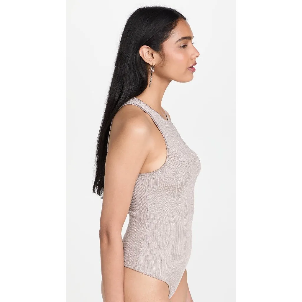 Good American Angled Rib High Neck Bodysuit in Mink001 2 Medium New Womens Tank - Image 13