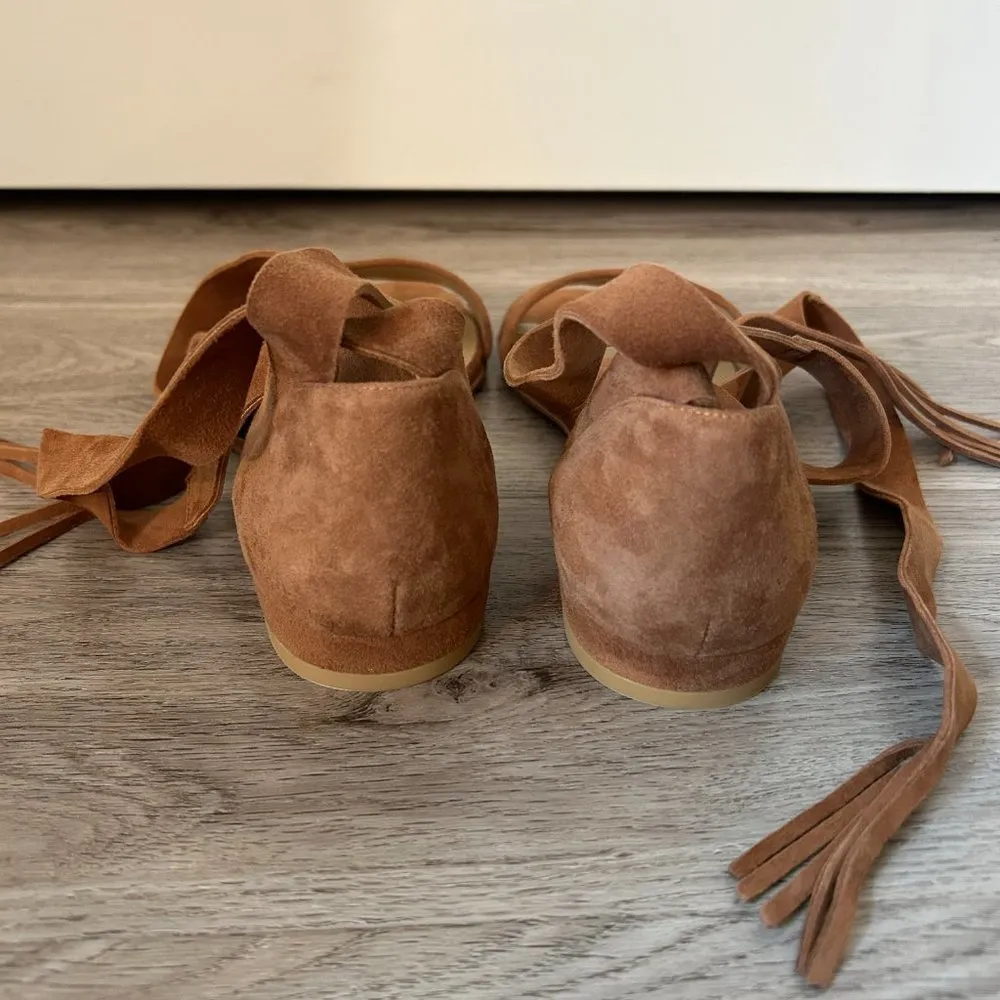 Stuart Weitzman Brown Suede Ankle Wrap Corbata Sandals Size 7 NWOT - Image 10