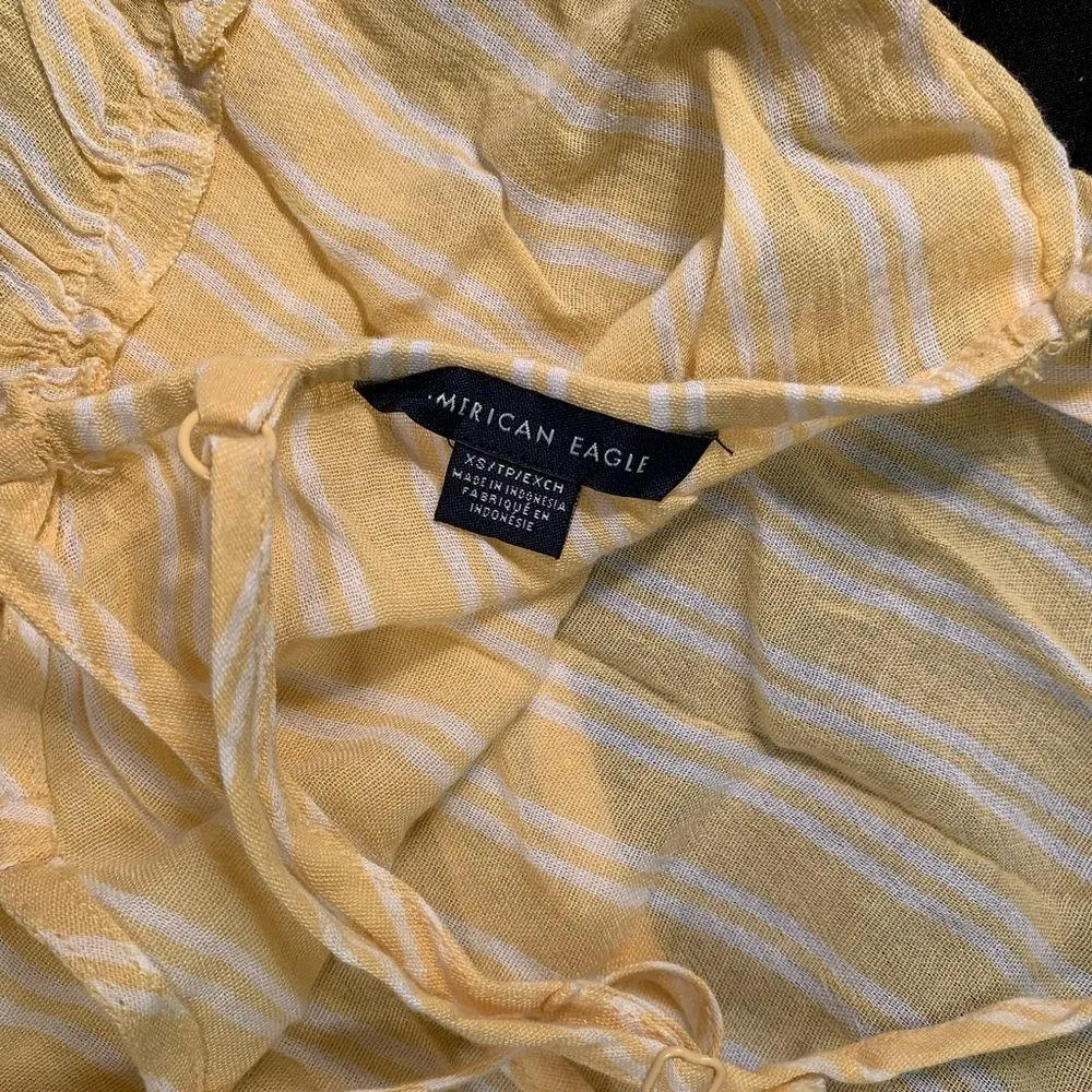 American Eagle yellow striped v-neck tank top - Image 5