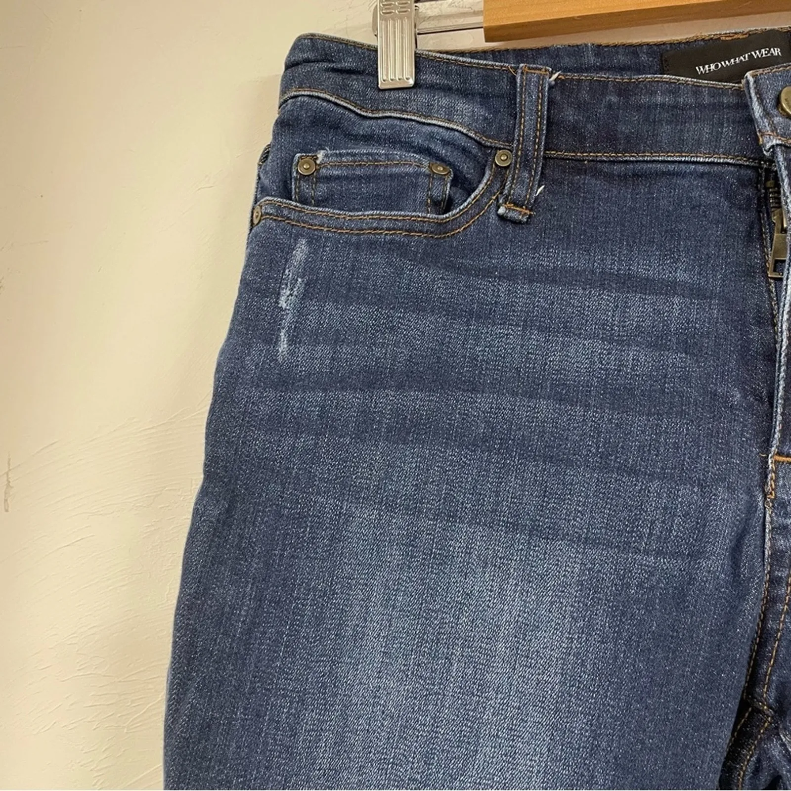 Who What Wear Dark Wash Straight Leg Jeans Women’s 10 Blue Denim Cropped - Image 4