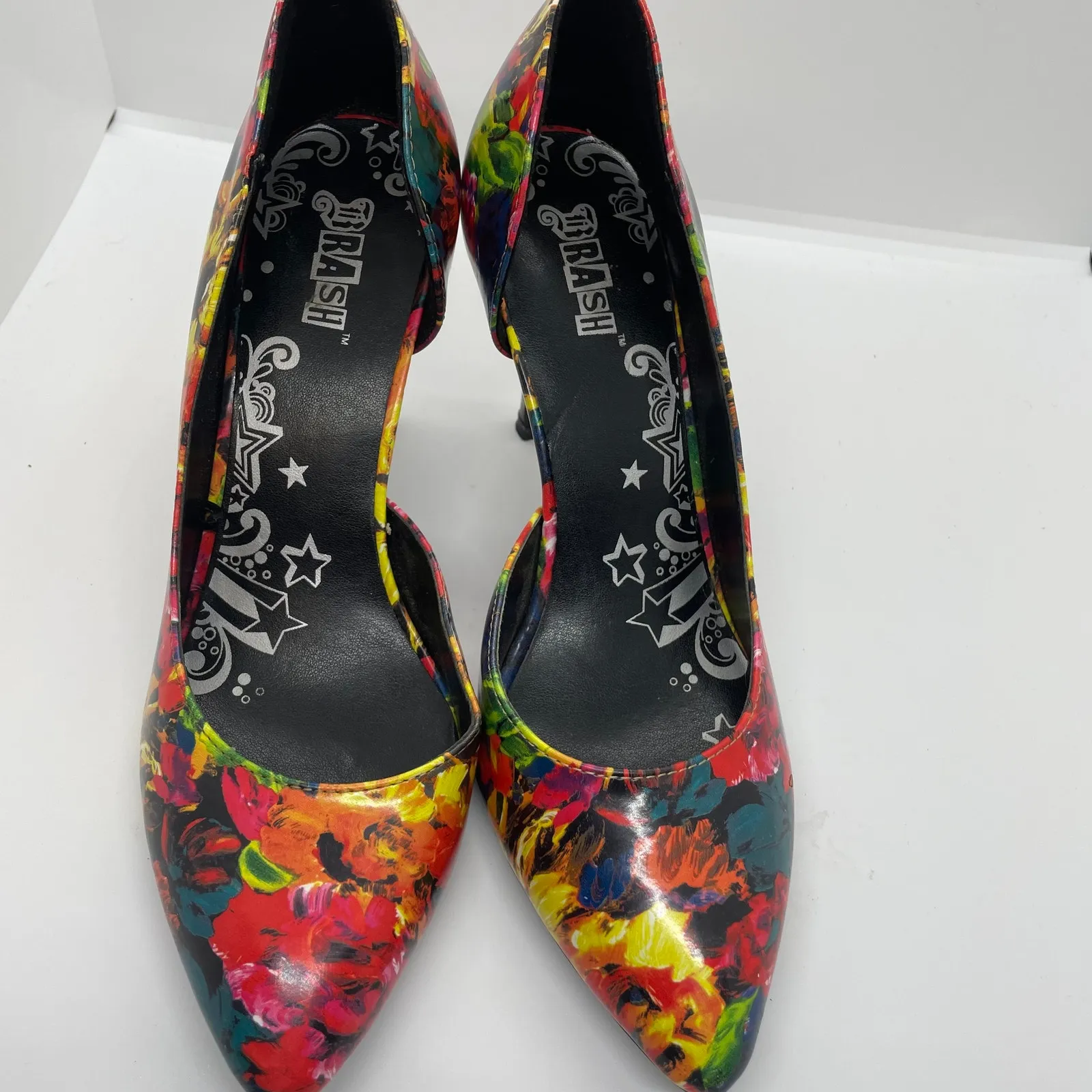 BRASH Dorsay Stiletto Floral Multicolor Heels sz 8 - Image 6