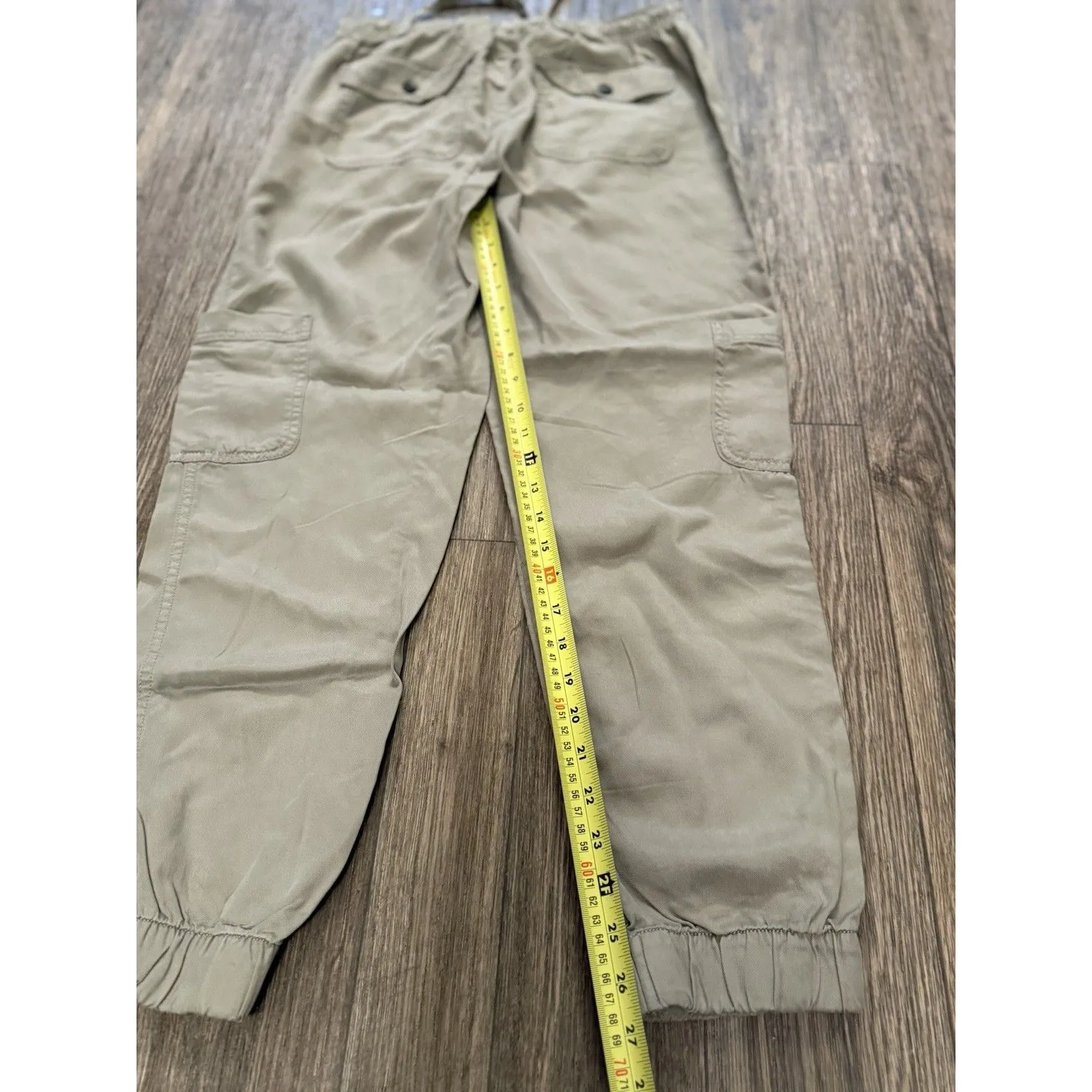C C California‎ Green Lyocell Elastic Waist Pocket Cargo Pants Joggers Medium - Image 6