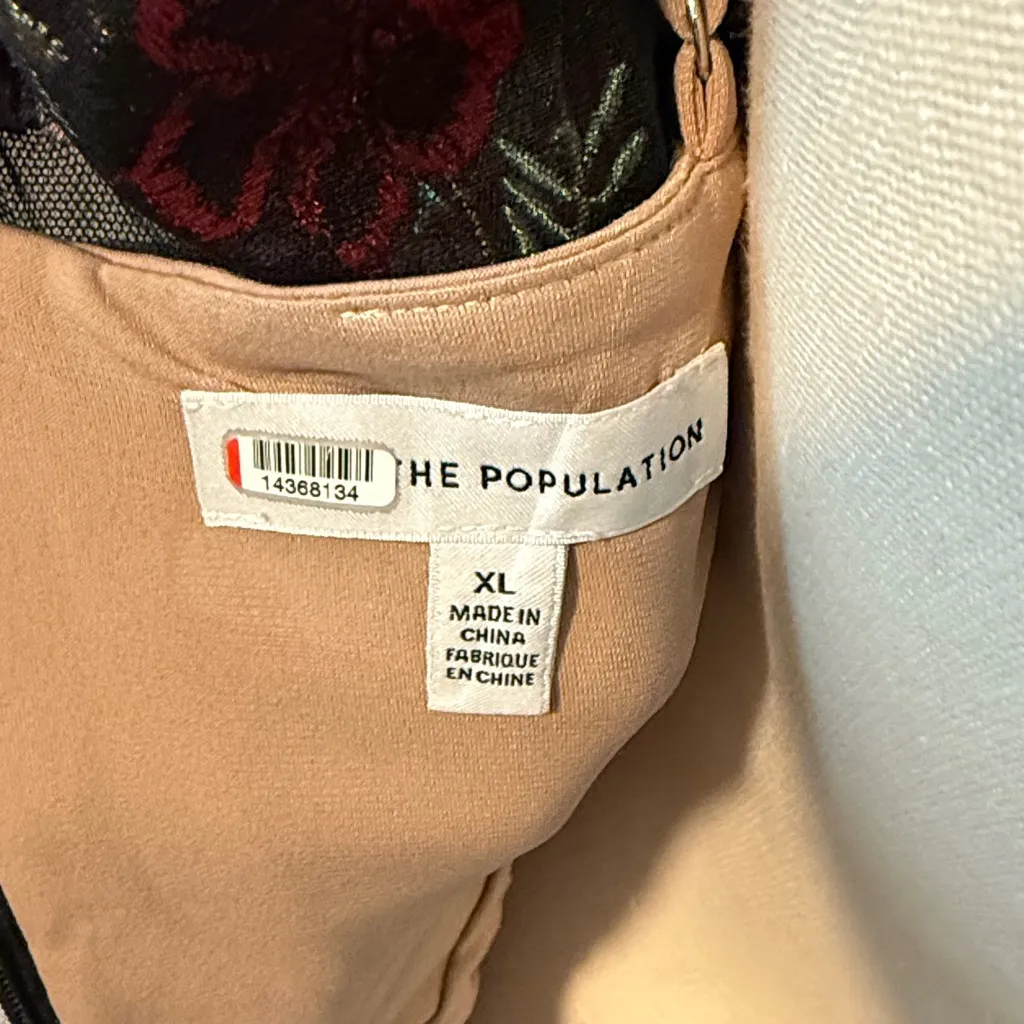 Dress the Population Black Label Maxi Dress Ava Floral-Embroidered Gown Size XL - Image 2