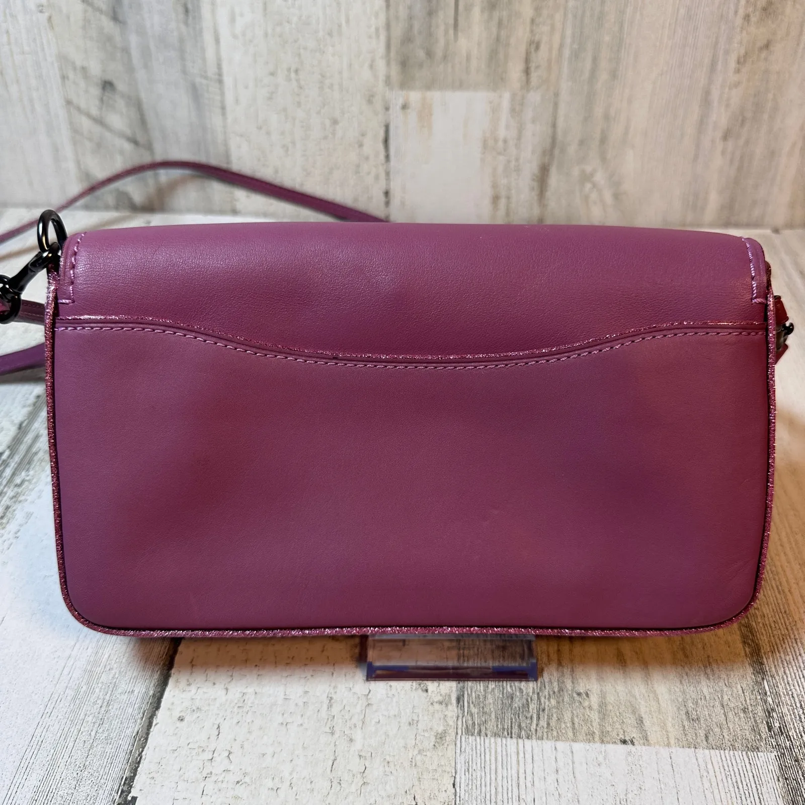 Coach Dinky Special Edition Plum-Primrose Leather Turnlock Crossbody Kiss Lock - Image 2