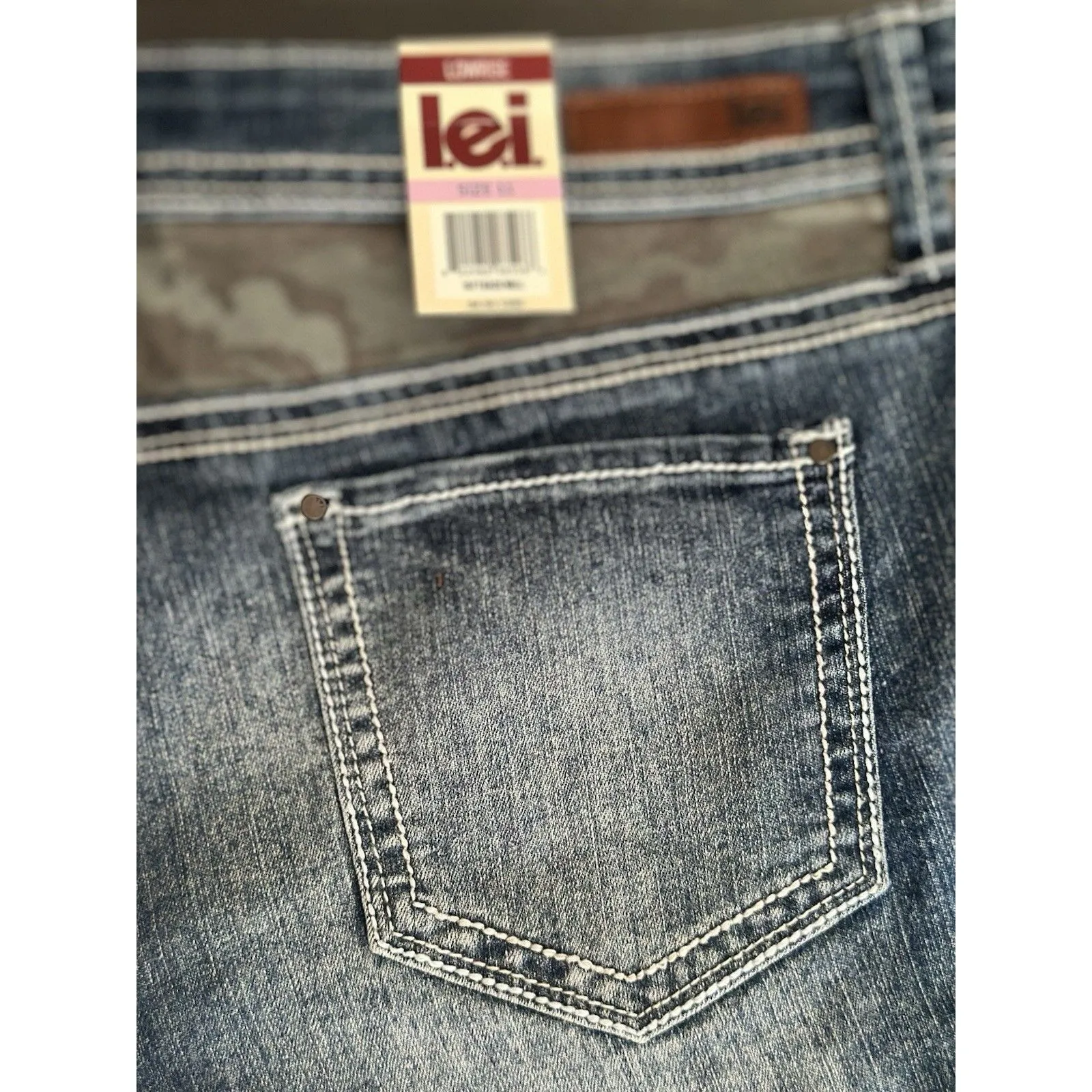 Vintage Lei Womens Size 11 Jean Shorts Boho Festival Camo Fringe‎ Bollywood NWT - Image 10