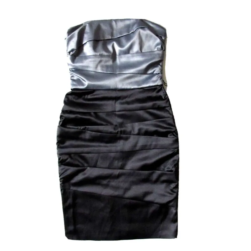NWT White House Black Market Gray Two-Tone Satin Ruched Strapless Dress 0 - Image 2