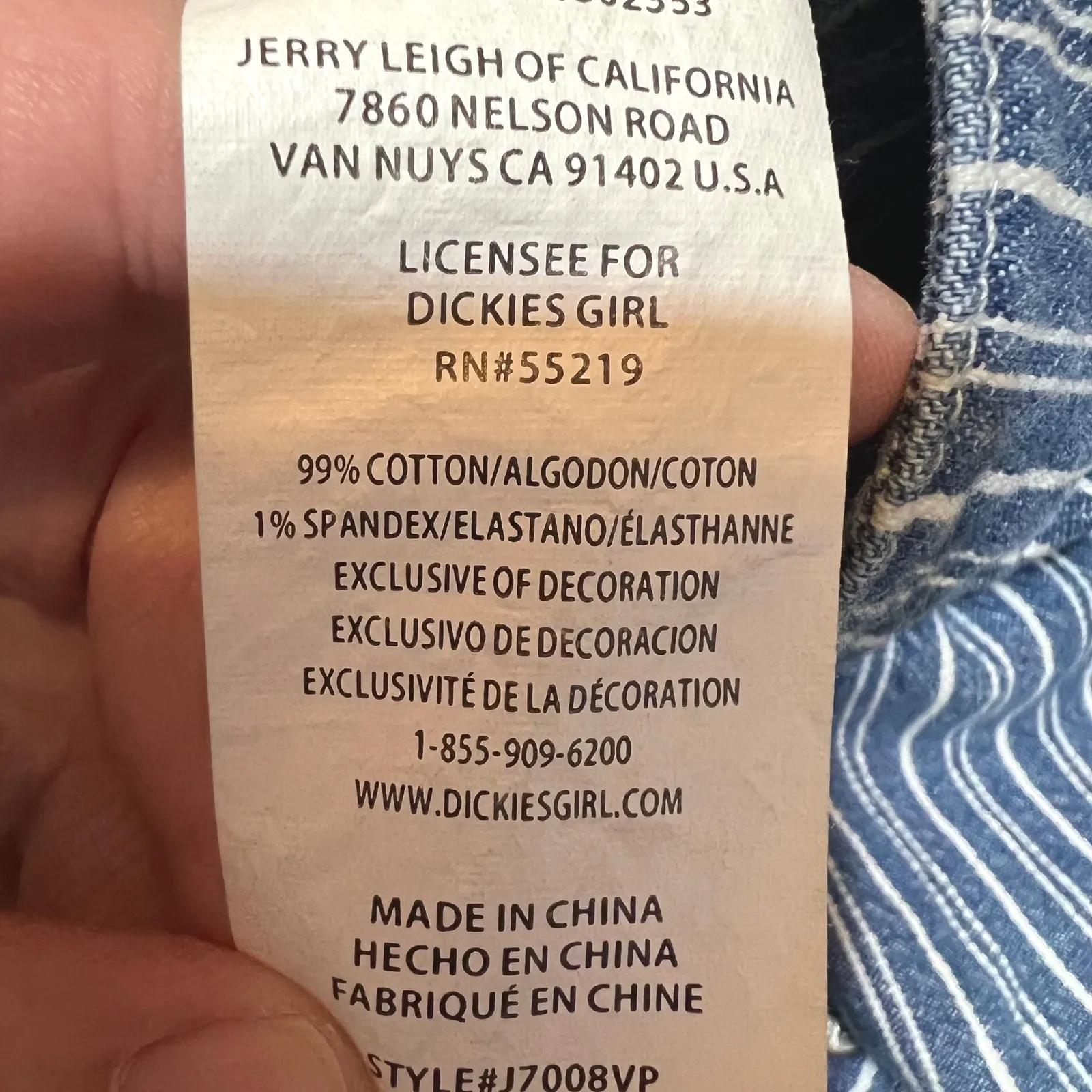 Dickies Girls Button Fly Mini Skirt Womens 1/25 Blue White Striped Denim Y2K - Image 5