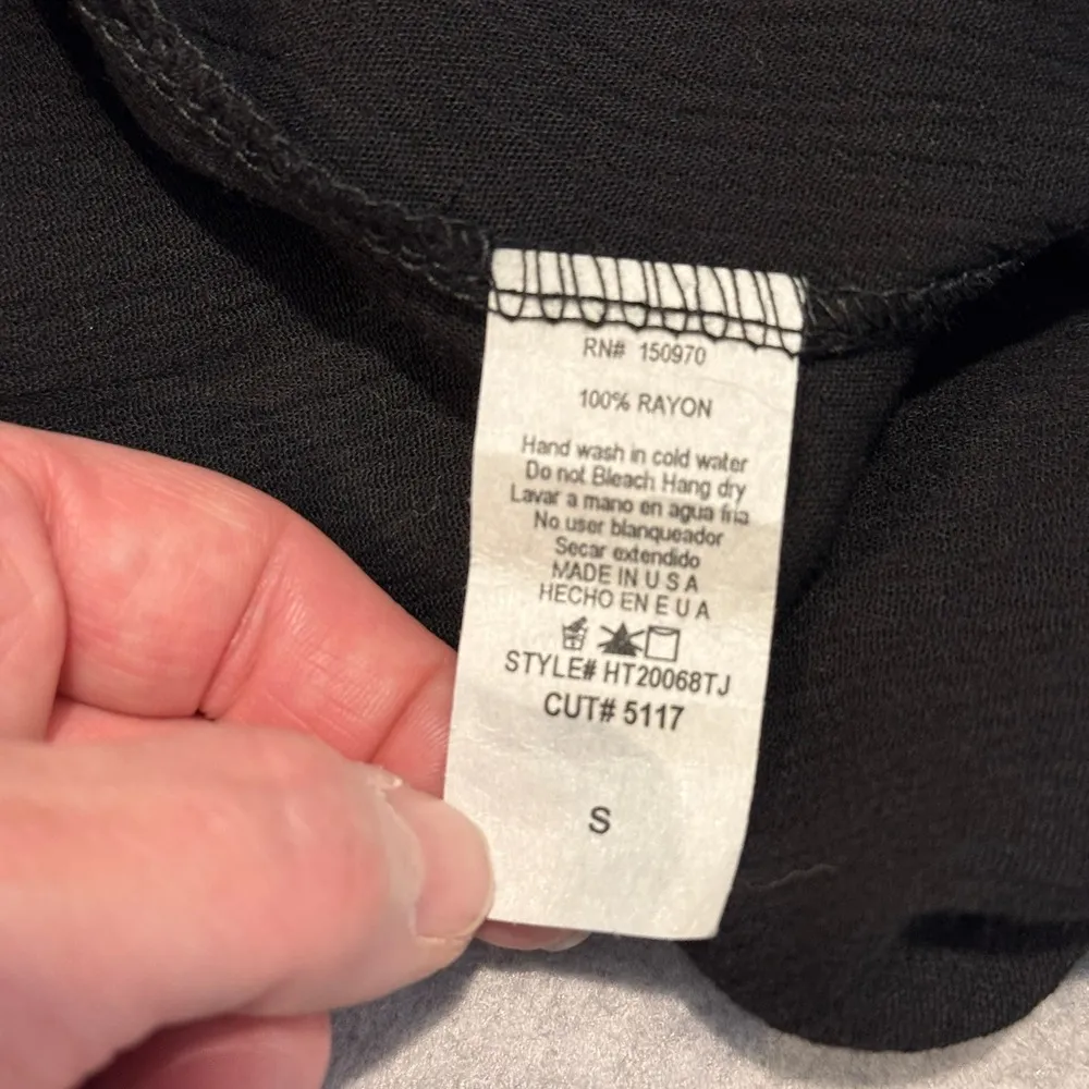 Whimsigoth Witchy Boho Lavender Field Kimono Duster Crochet Trim Tassels Black S - Image 8