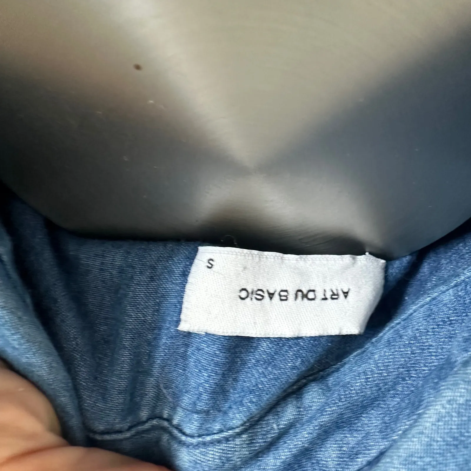 Art Du Basic Denim‎ Shirt Long Sleeve Button Down Pockets Blue Size S - Image 3