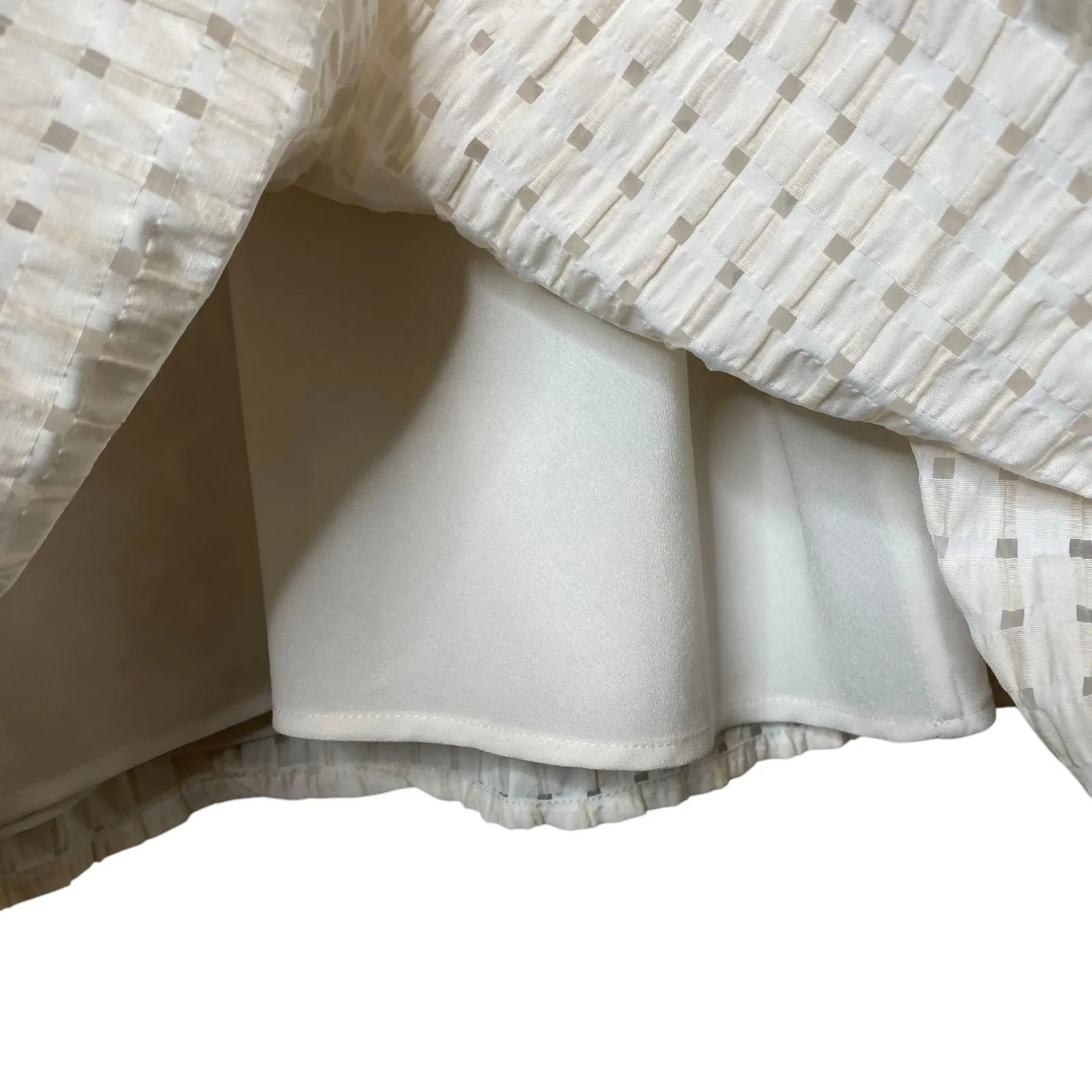 Object Vita Silk Blend Gingham Dress White Size XL - Image 3