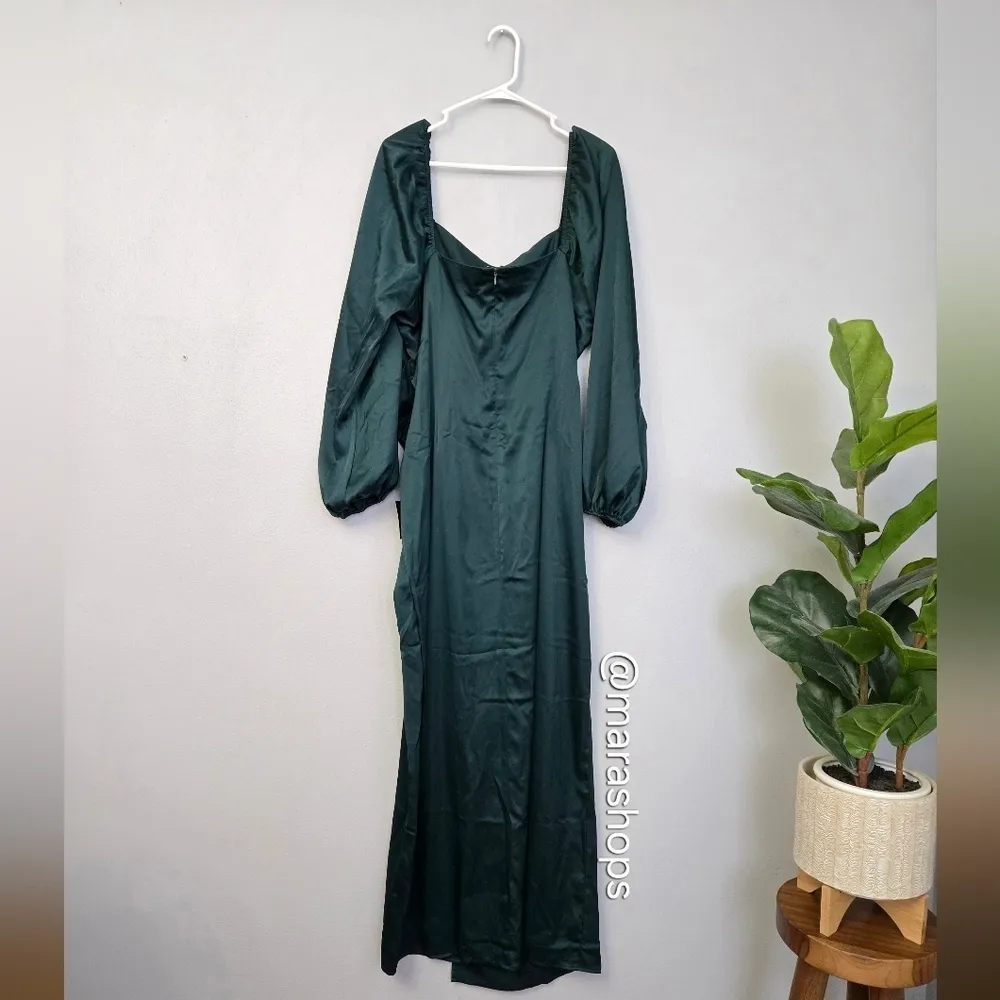 LULUS Eternal Heart Emerald Green Satin Long Sleeve Maxi Dress - Image 8
