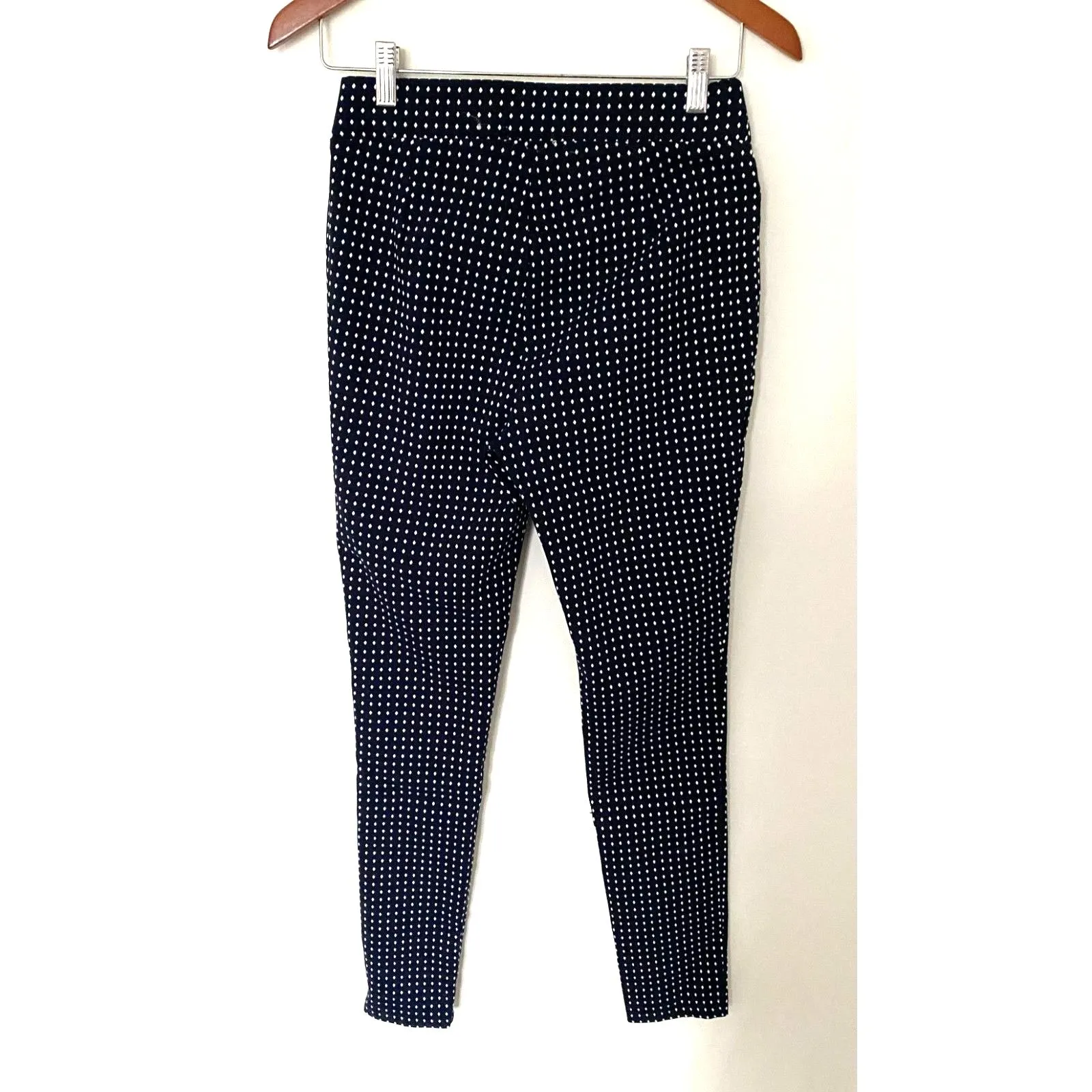 Tommy Hilfiger Blue White Polka Dot Stretch Skinny Pants Rayon Blend Slim Fit 4 - Image 2