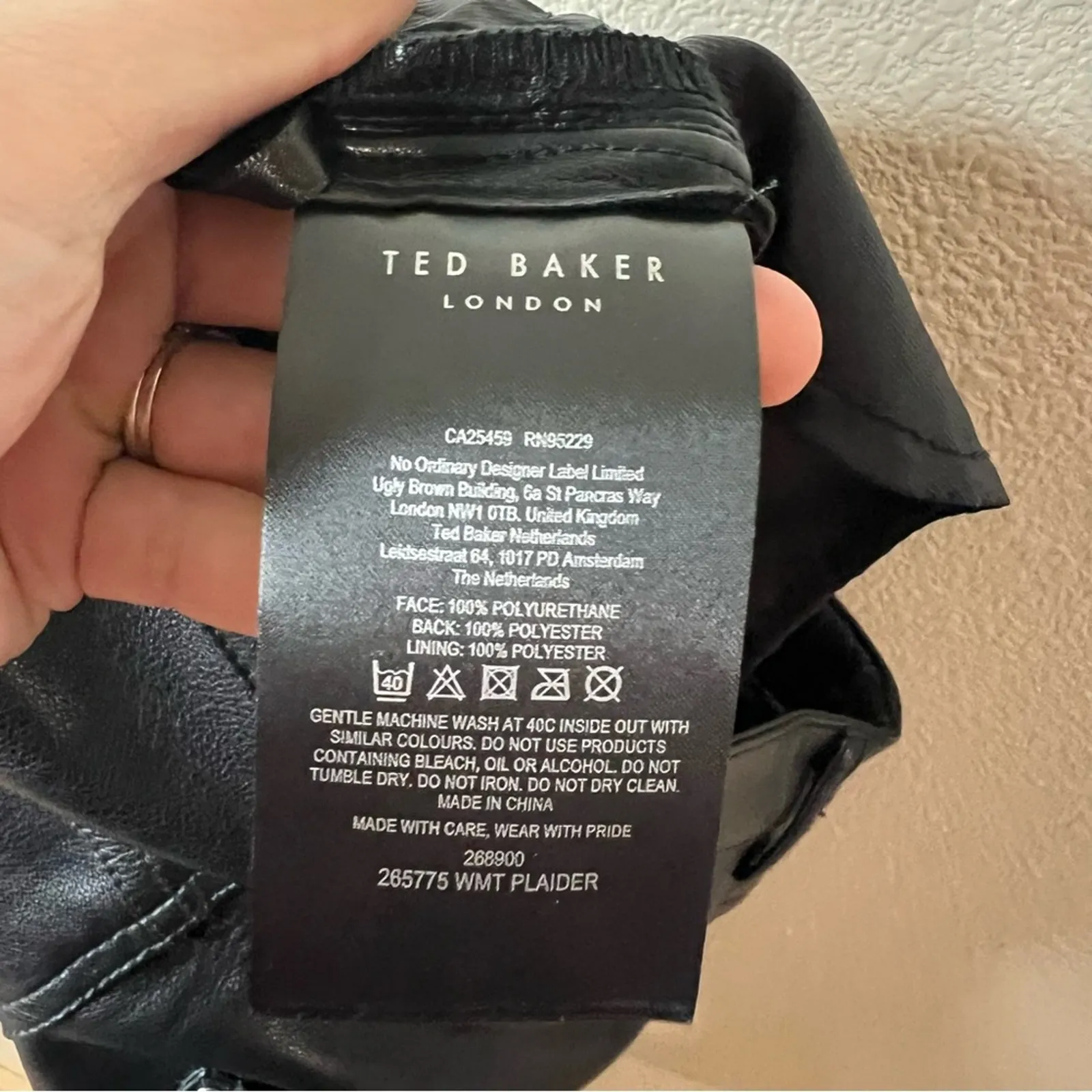 Ted Baker London Plaider Black Faux Leather High Rise Straight Pants NEW 2 / US6 - Image 8