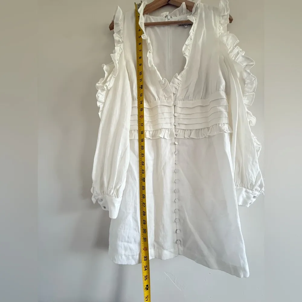 L'Academie White Long Sleeve Ruffle the alexis mini Dress Buttoned cuffs 
size L - Image 7